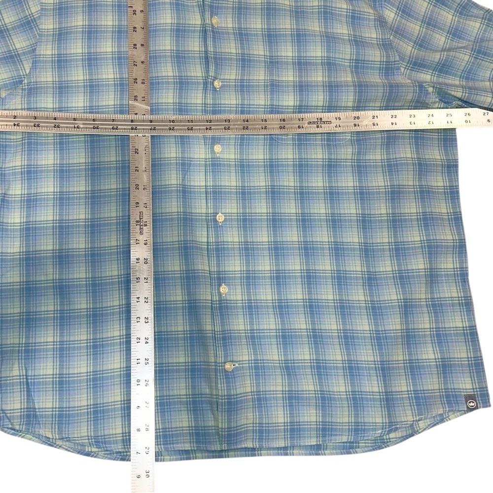 Peter Millar Mens Shirt 100% Cotton Teal Blue Plaid Long Sleeve Button Up Sz XL - Picture 4 of 5